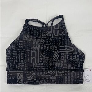 lululemon athletica Black Logo-Print High Neck Sports Bra with Strappy Back